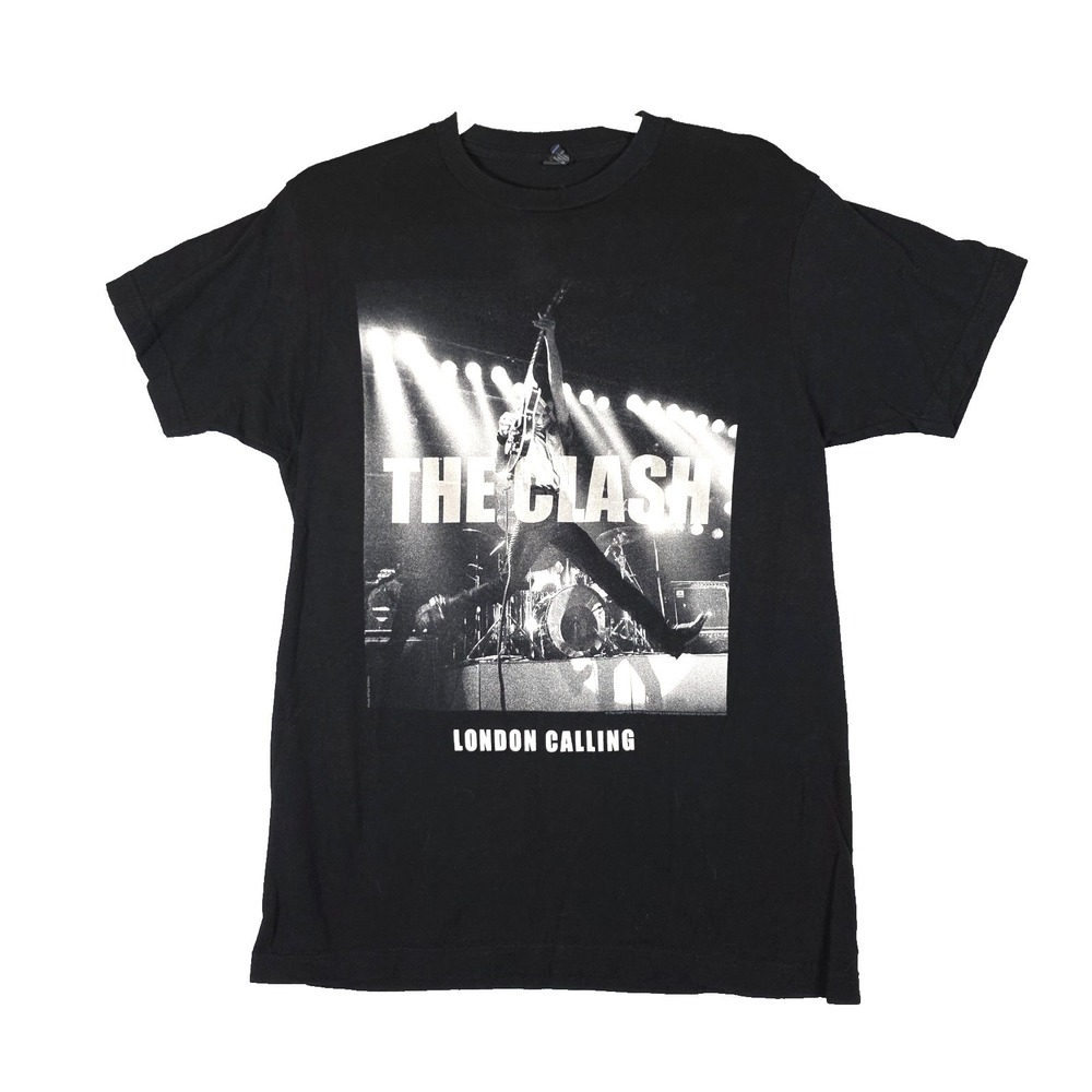 The Clash London Calling Band T-Shirt Sz M Black Tultex Ringspun Cotton Graphic
